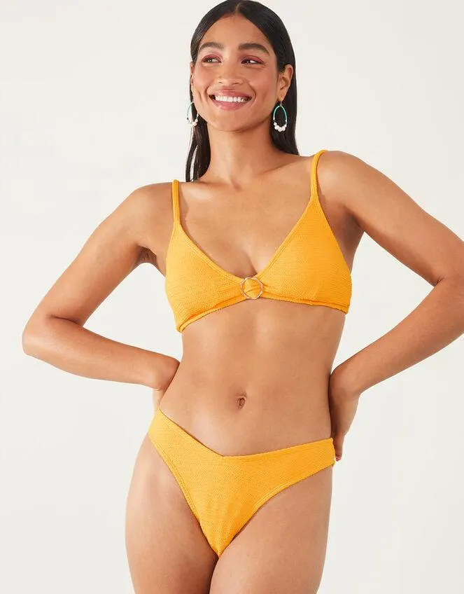Crinkle Plunge Bikini Top with Recycled Polyester Yellow