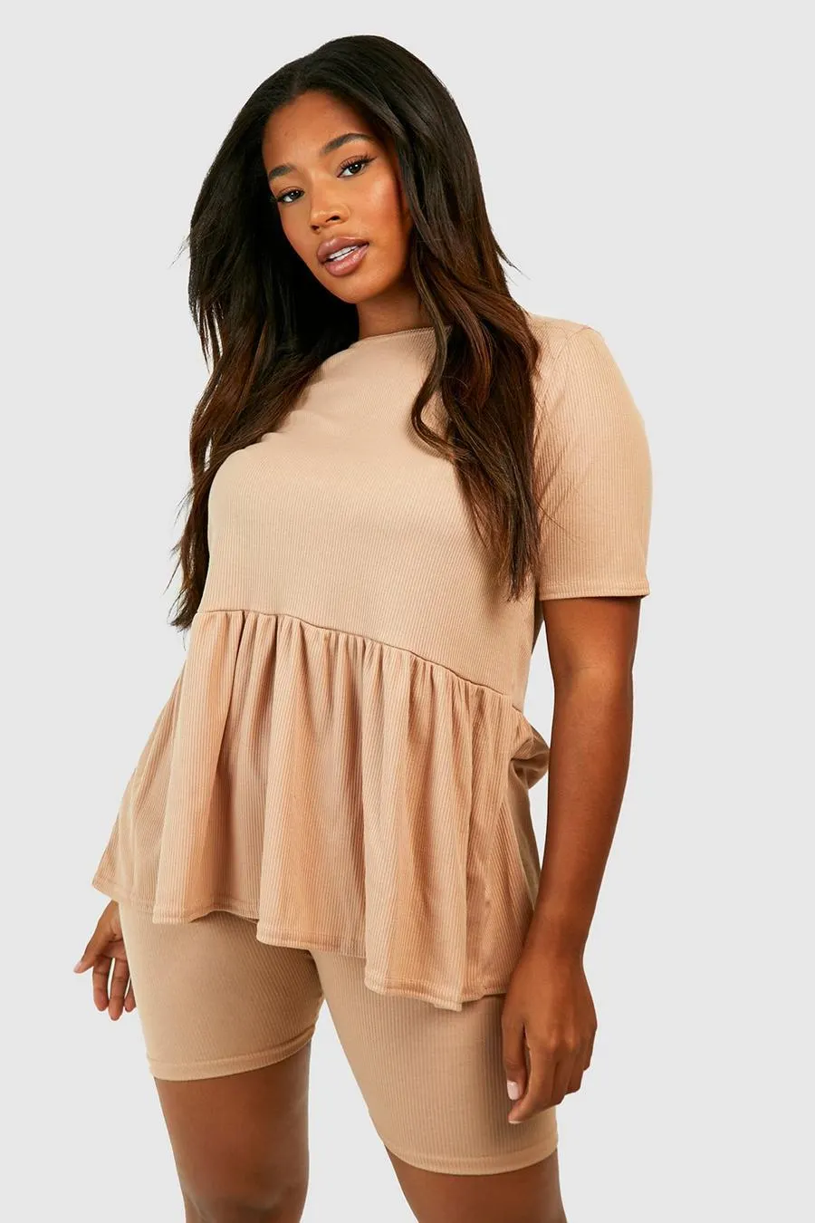 Plus Rib Smock And Cycling Short Set