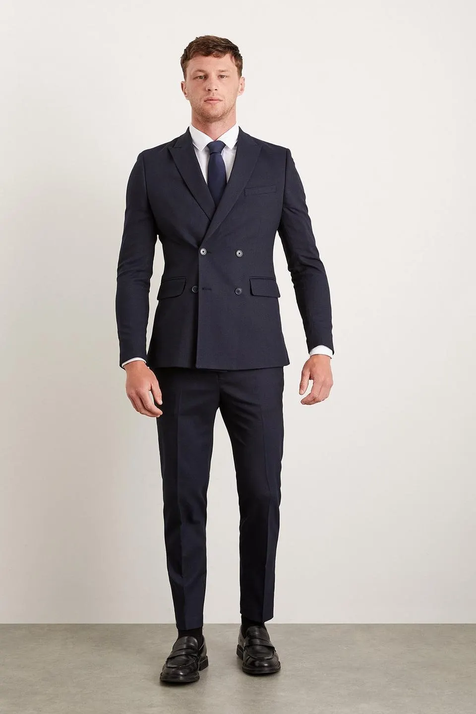 Skinny Fit Db Navy Fine Stripe Suit Jacket