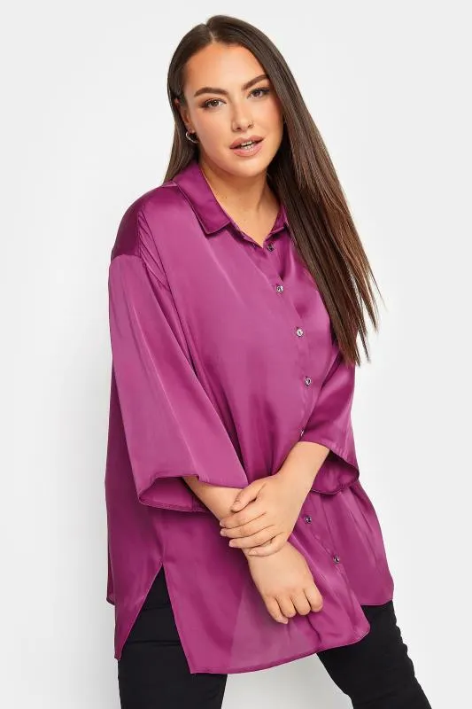YOURS Curve Pink Satin Shirt