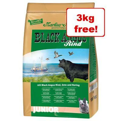 15kg Black Angus Junior Dry Dog Food - 12kg + 3kg Free! *
