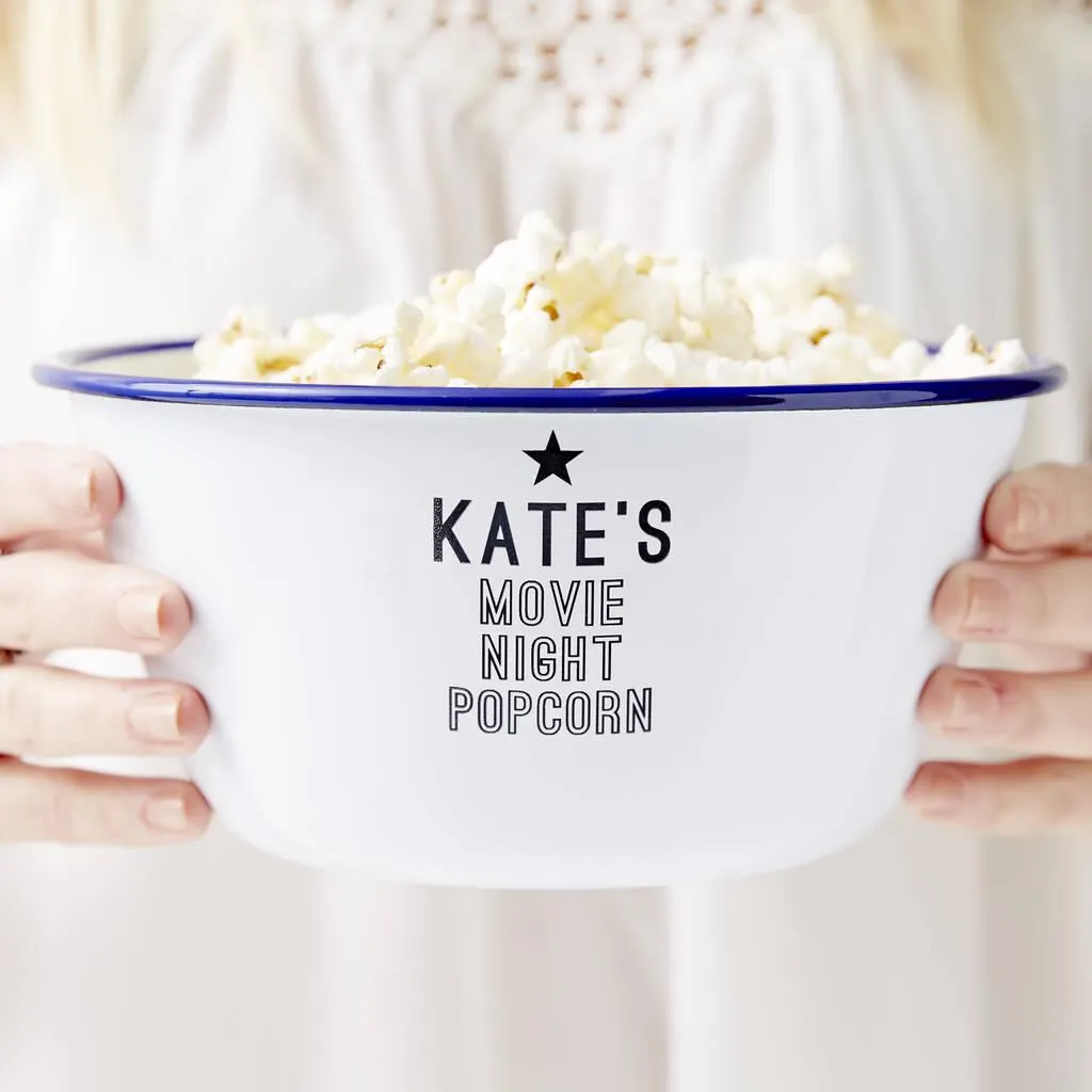 Personalised Enamel Popcorn Bowl