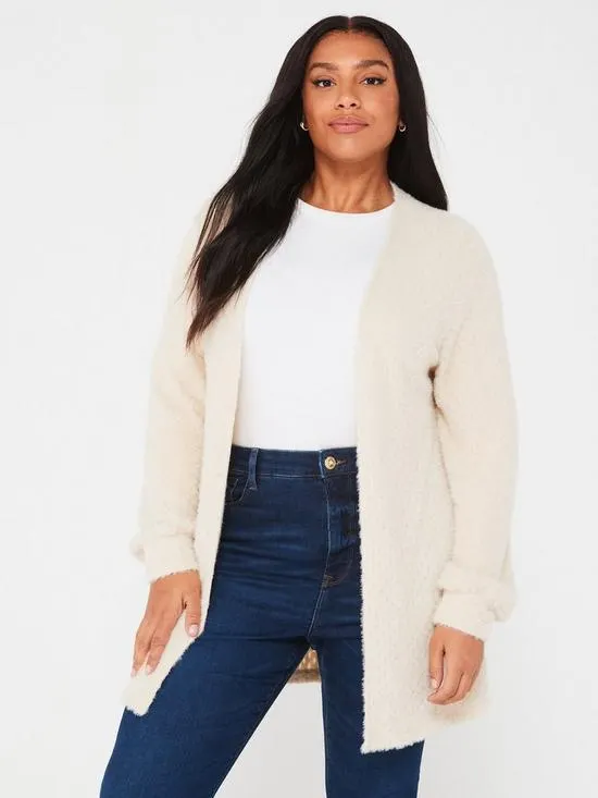 Edge To Edge Textured Cardigan - Cream