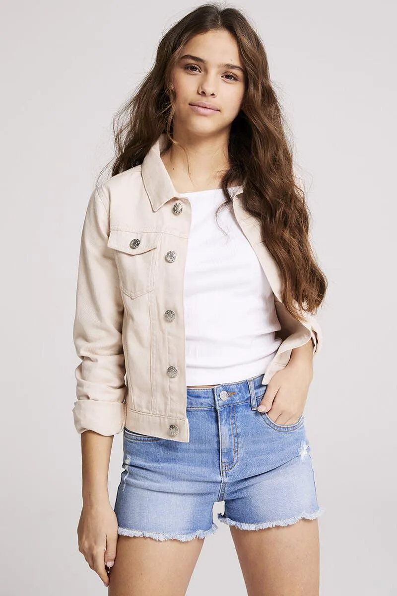 Older Girls Blue Distressed Denim Shorts