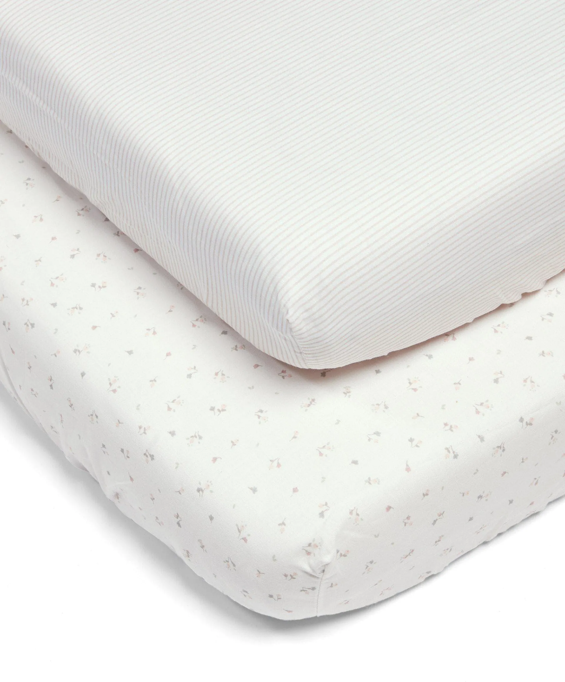 Welcome to the World Fitted Sheets (Pack of 2) - Pink Striped & Floral Print