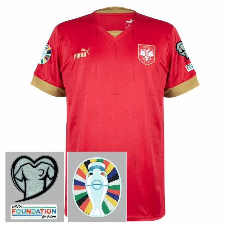 Puma Serbia Home Shirt 2022-2023 incl. Euro 2024 Qualifying Patch Set