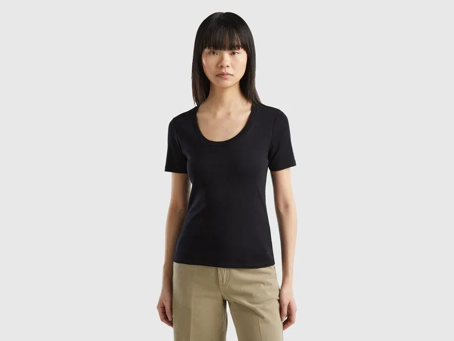 Kurzärmeliges T-Shirt aus Langfaser-Baumwolle