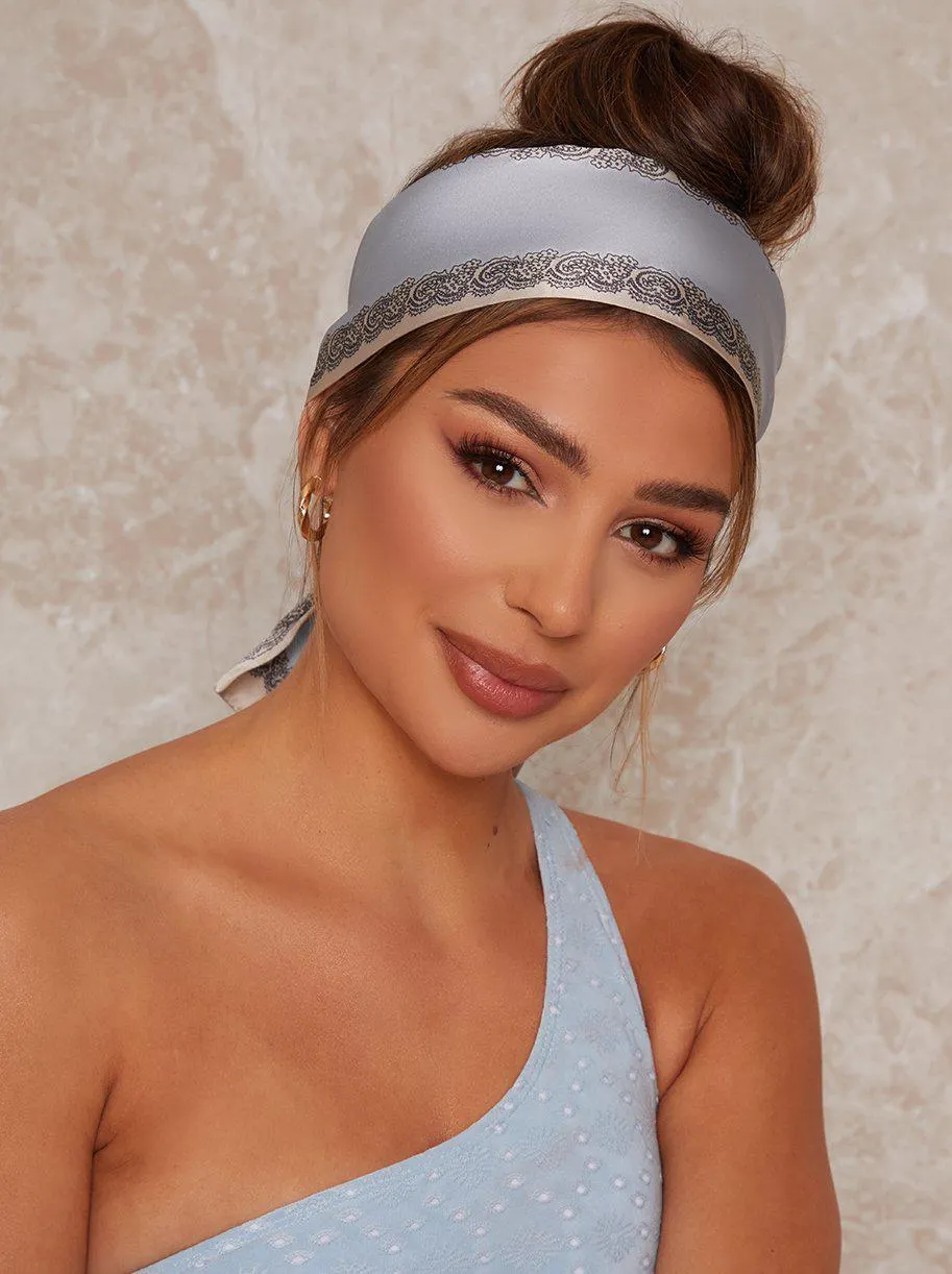 Border Print Hair Scarf in Multi