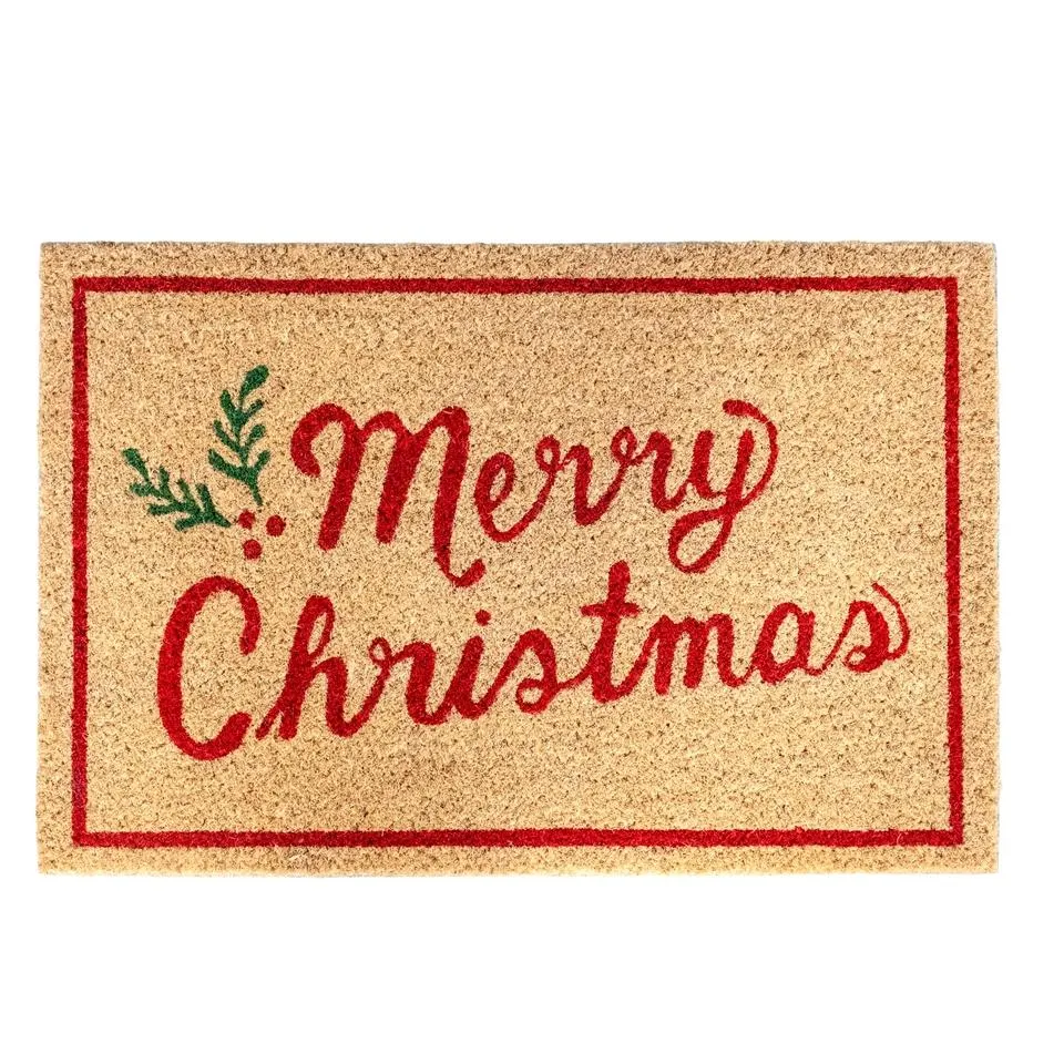 Merry Christmas PVC Backed Coir Doormat - 40 x 60cm