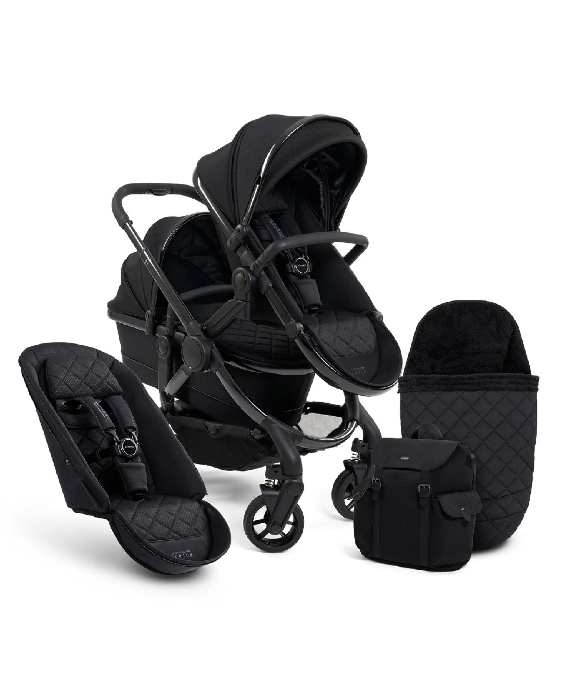 iCandy Peach 7 Designer Collection, Cerium - Double Pushchair Bundle - Black