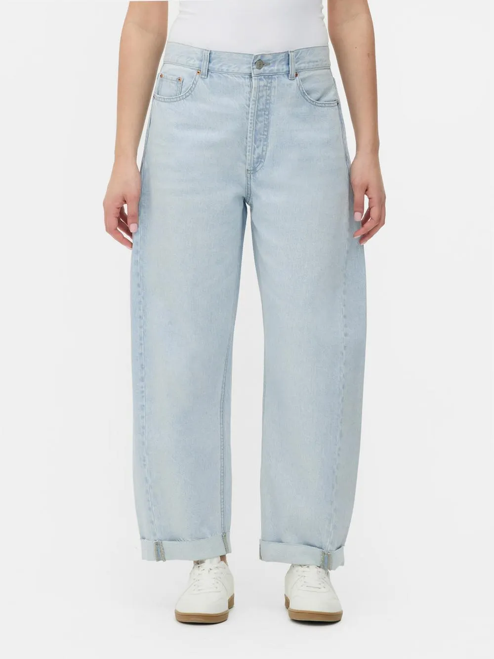 Buckle Barrel Leg Denim Jeans