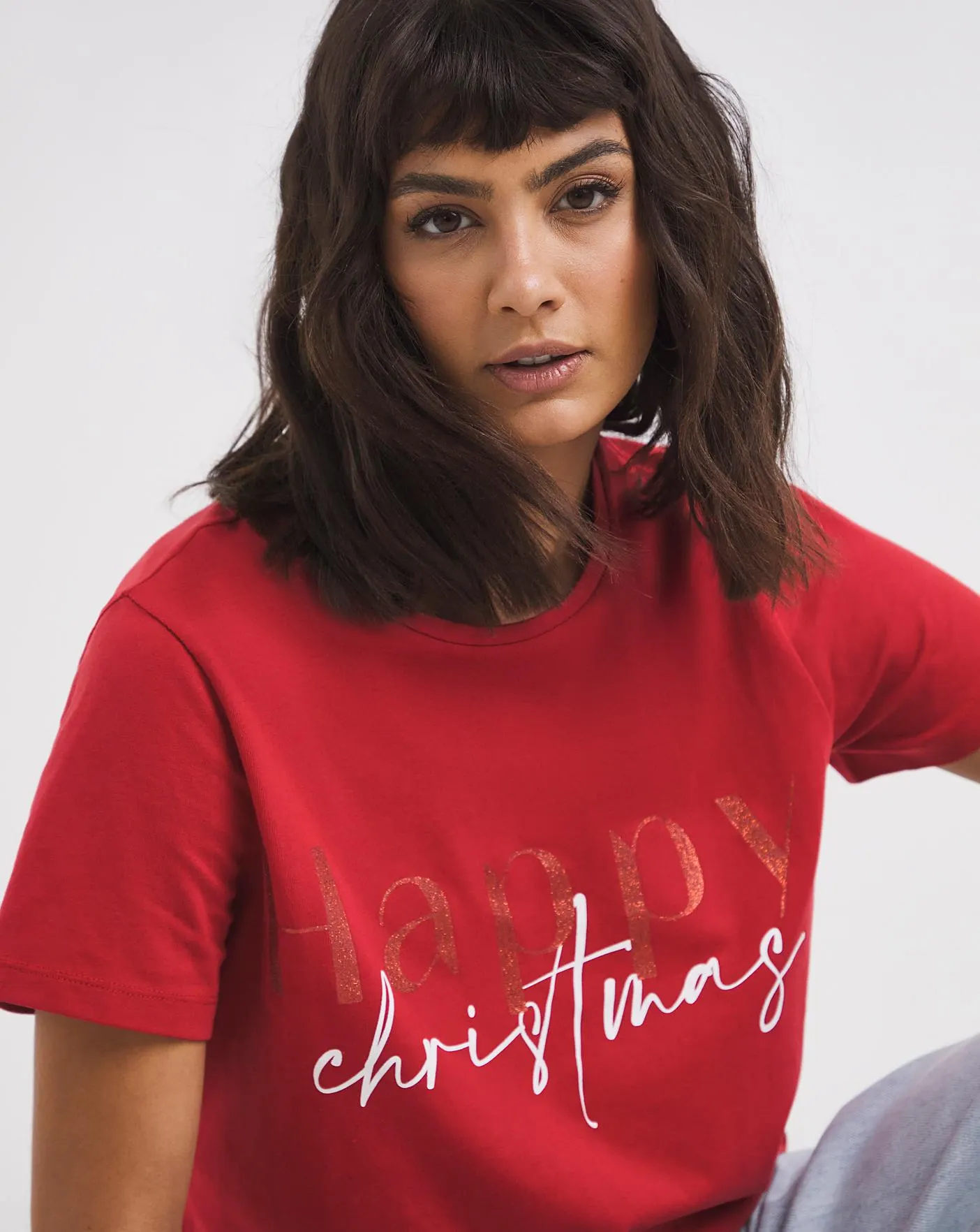 Red Happy Christmas Novelty Short Sleeve T-Shirt