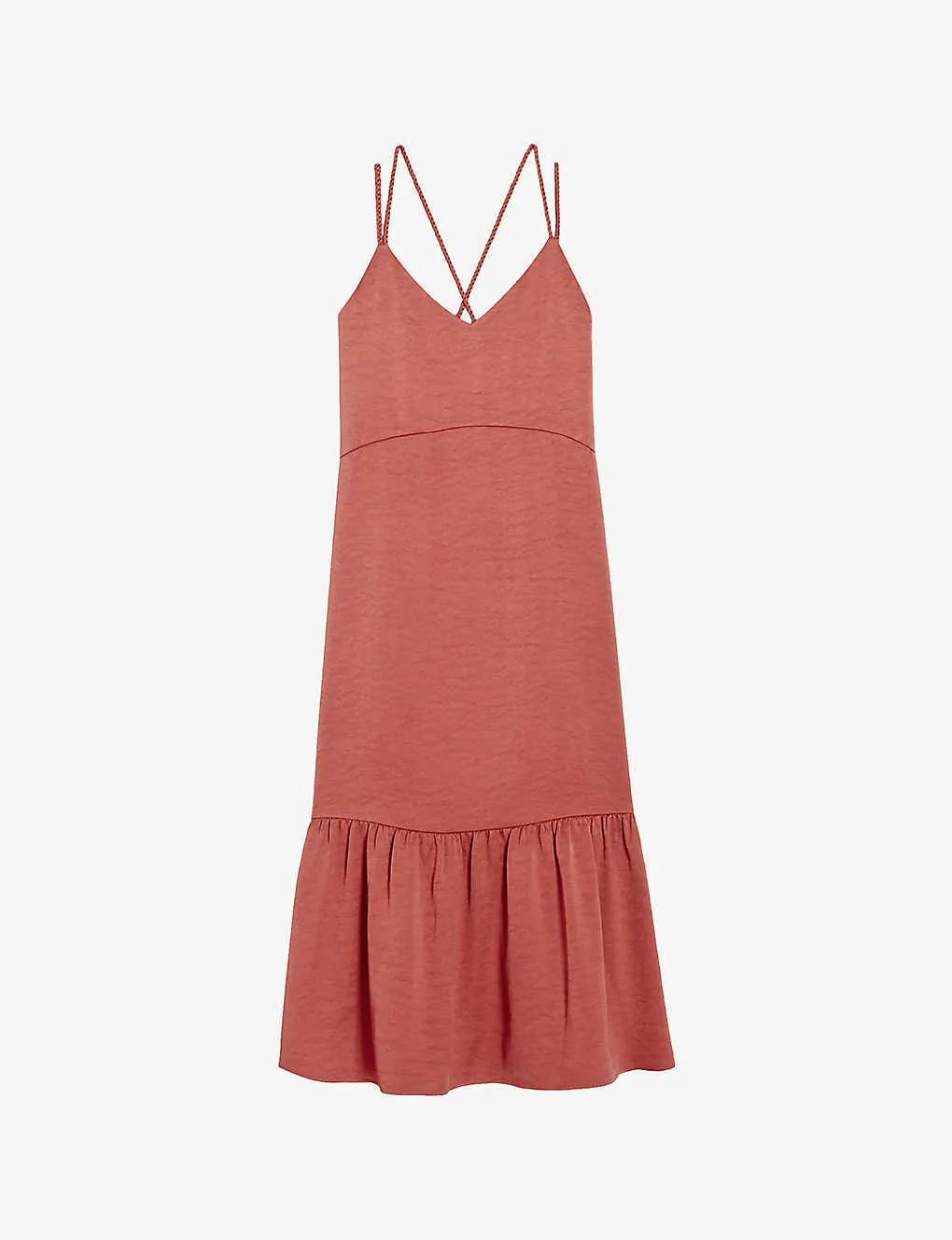 Roya double braided-straps satin midi dress