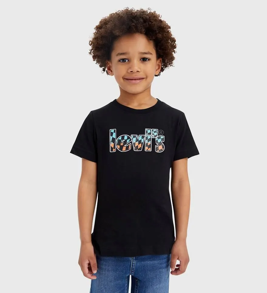 Kids Ombre Checkered Poster Logo Tee