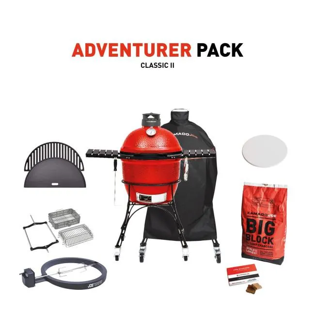 Kamado Joe Classic II Charcoal BBQ Grill with Adventurer Pack