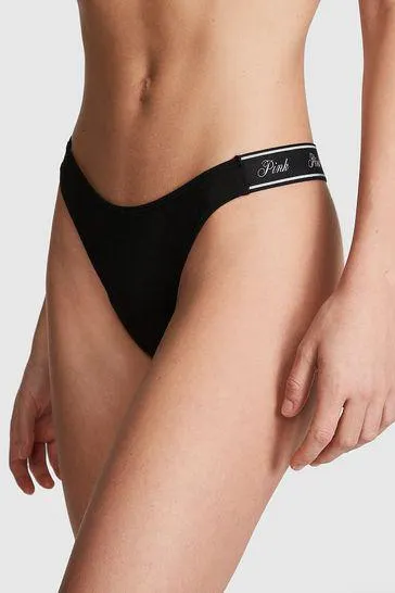 Cotton Logo Scoop Thong Knickers