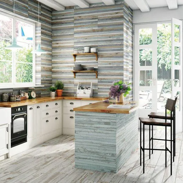 BoCoCa Azure Painted Waterfall Wood Tiles