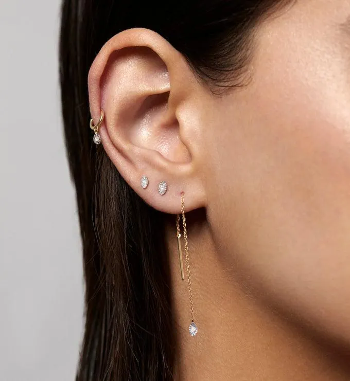 Solid Gold Diamond Marquise and Teardrop Ear Stack