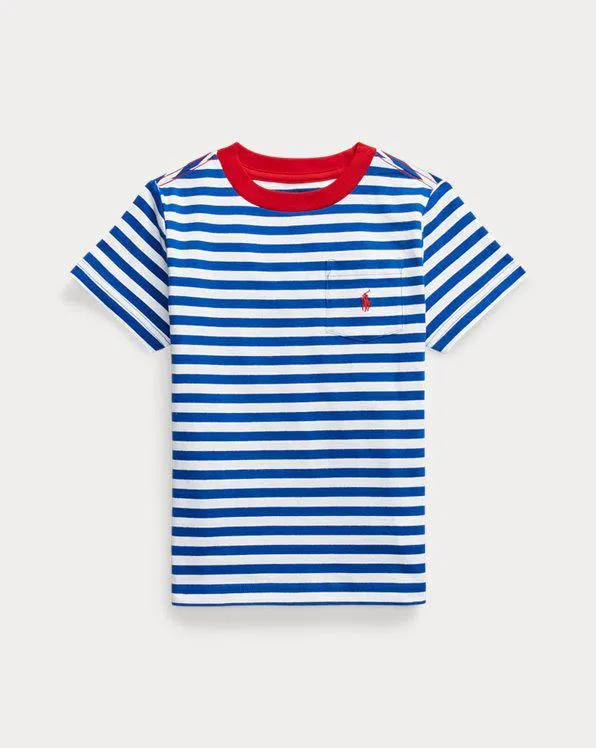 Striped Cotton Jersey Pocket T-Shirt