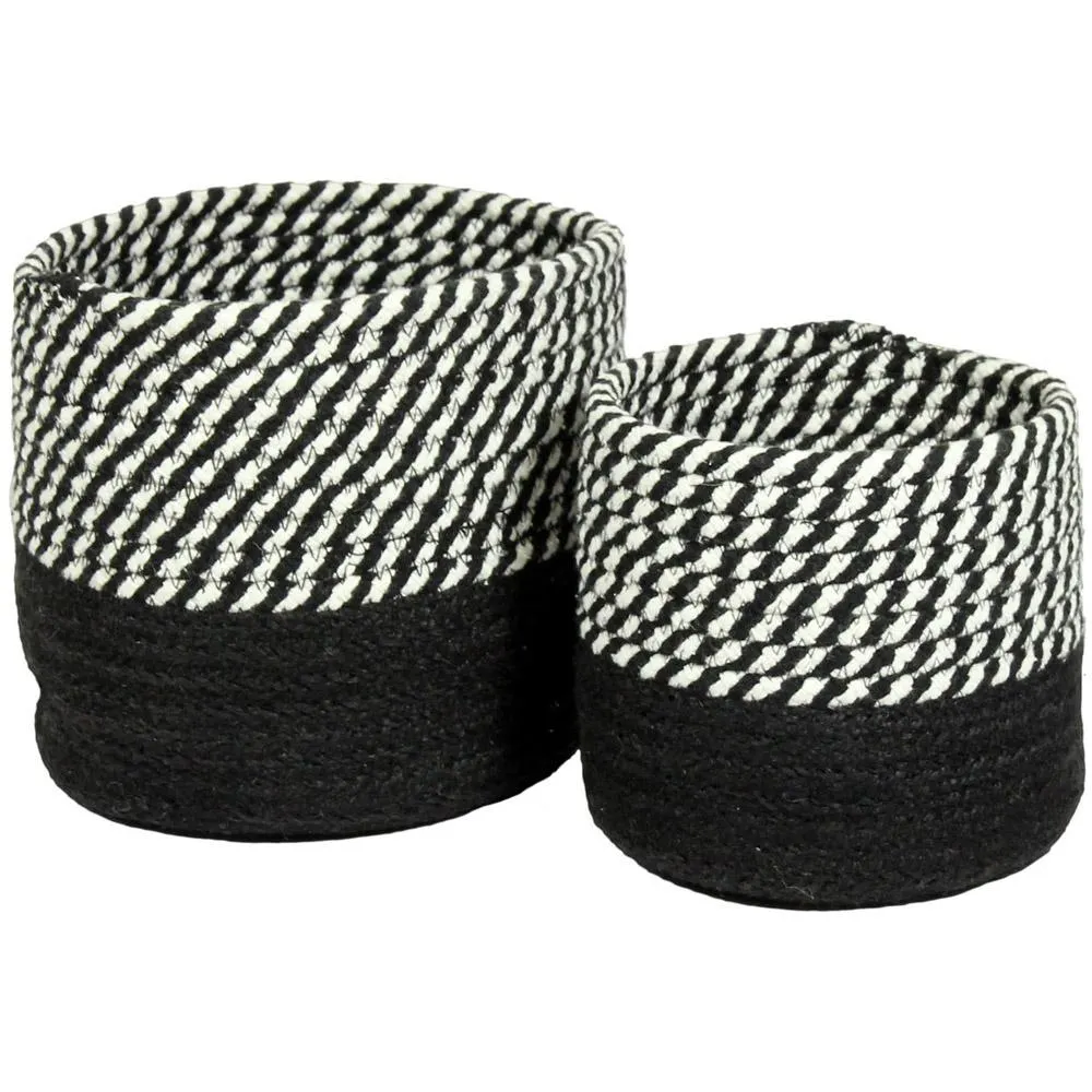 Barnes Black Jute Storage Basket Set of 2