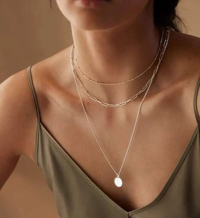 Mixed Metal Alta Textured Beaded Pendant Chain Necklace Set