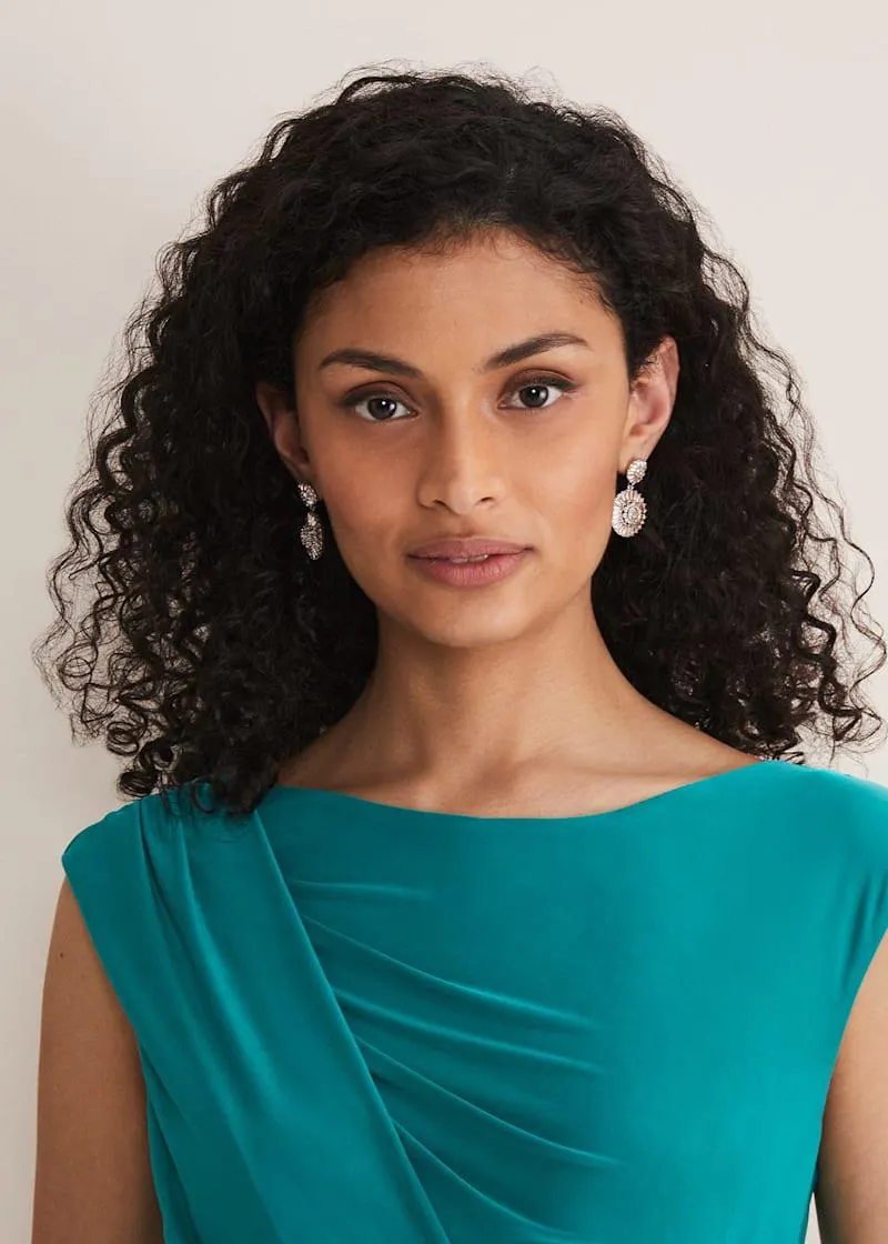 Round Stone Drop Earring