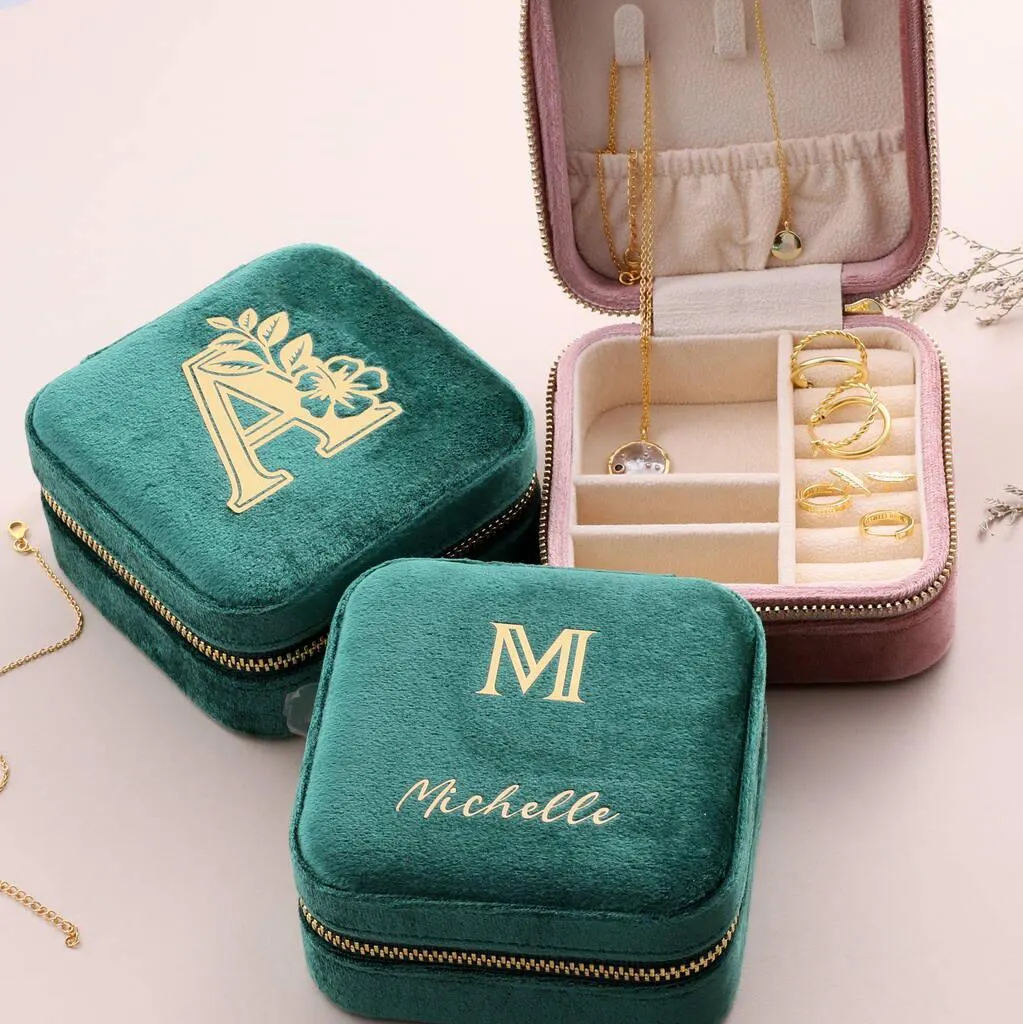Personalised Square Velvet Jewellery Box