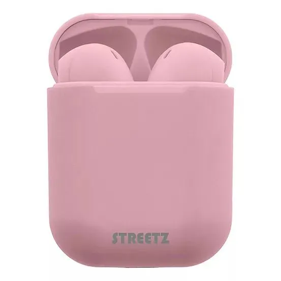 Streetz True Wireless Stereo Semi-In-Ear Earbuds with a 300mAh Charging Case - Pink