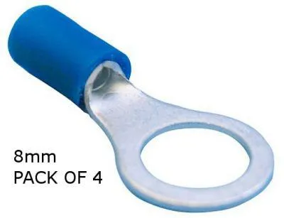 pearl ring terminals 8mm - blue - x 4