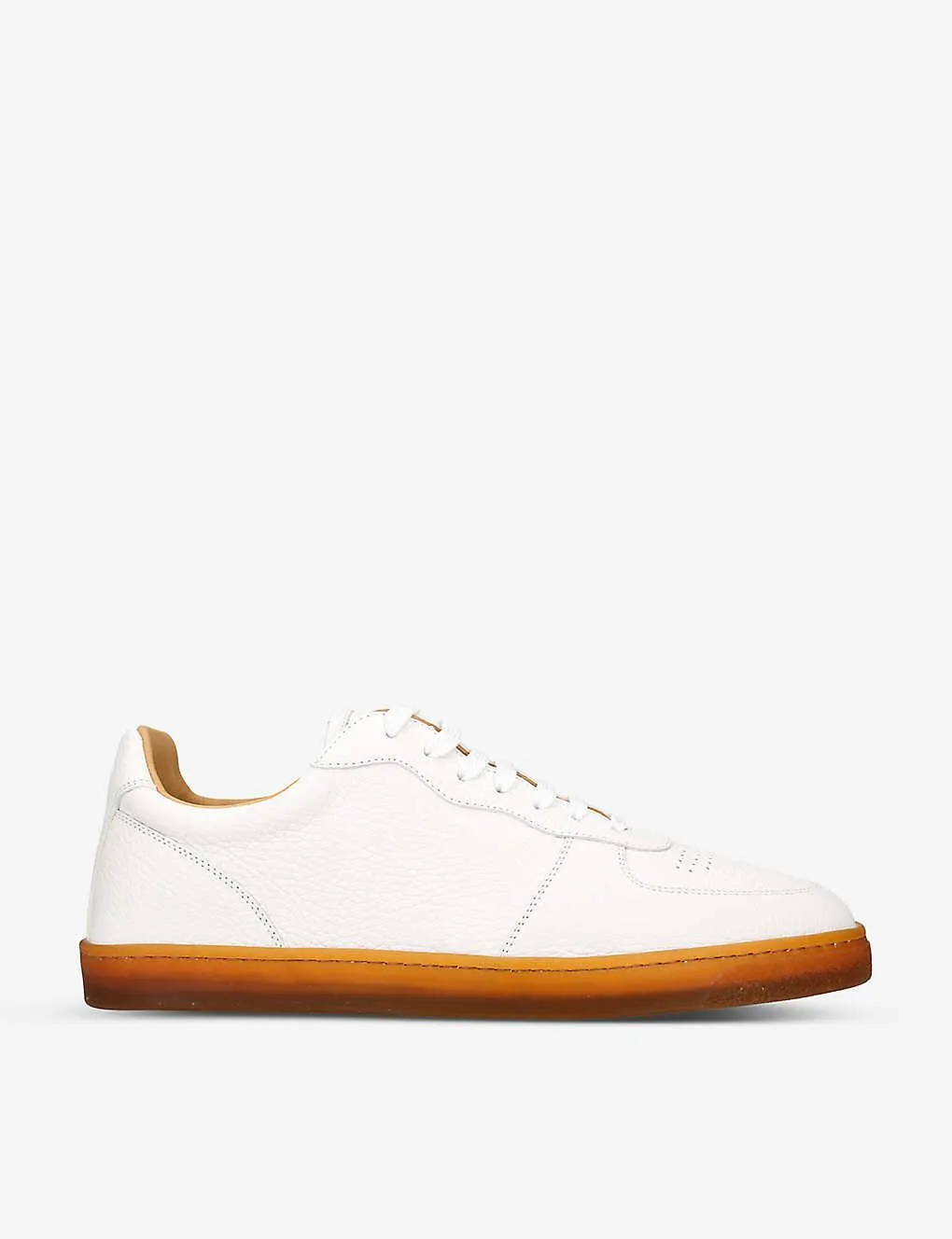 Basketball brand-logo leather low-top trainers