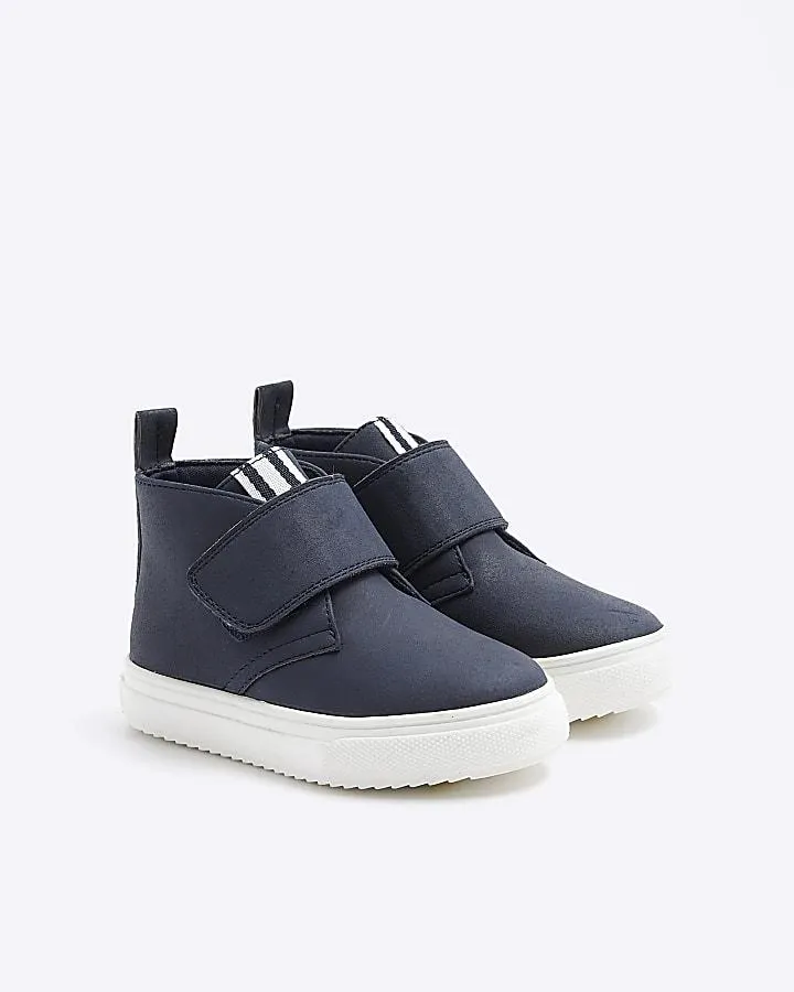 Mini boys navy suedette velcro boots