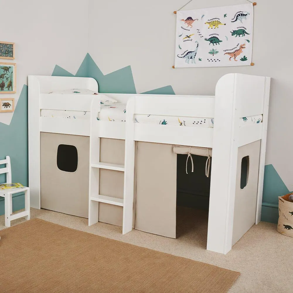 Paddington Mid Sleeper, Natural Bed Curtains