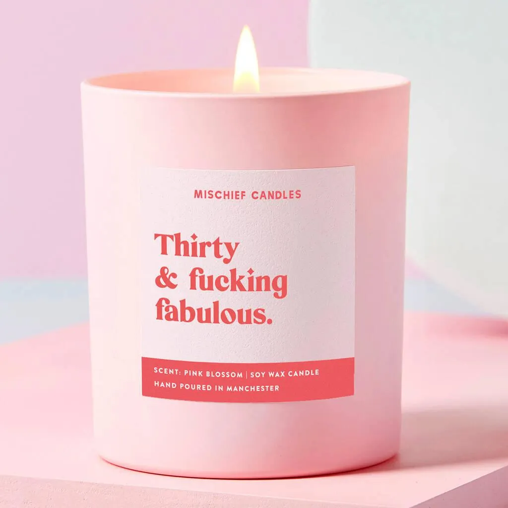 30th Birthday Gift Candle Thirty And Fabulous