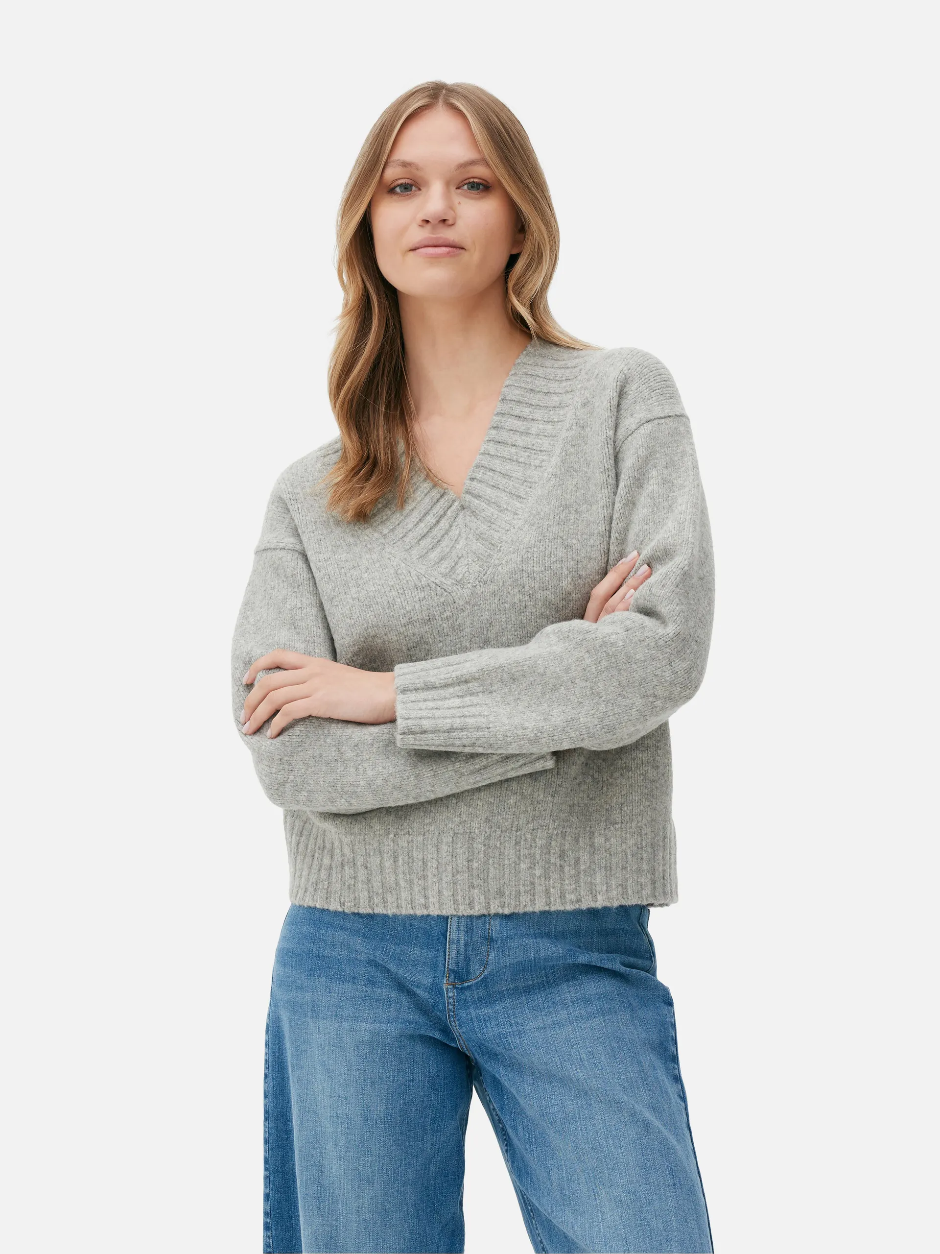 Chunky V-Neck Knitted Jumper