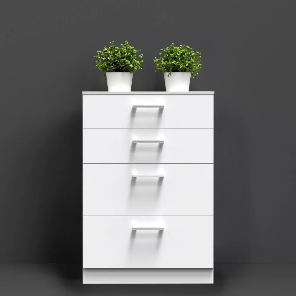 Crowndale Devon 4 Drawer White Matt Deep Chest of Drawers