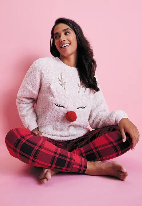 Womens Reindeer Novelty Fleece