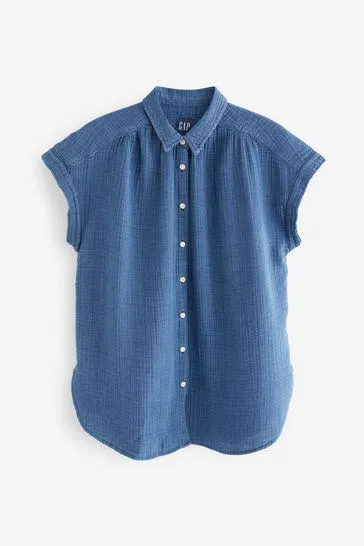 Crinkle Cotton Short Sleeve Shirt