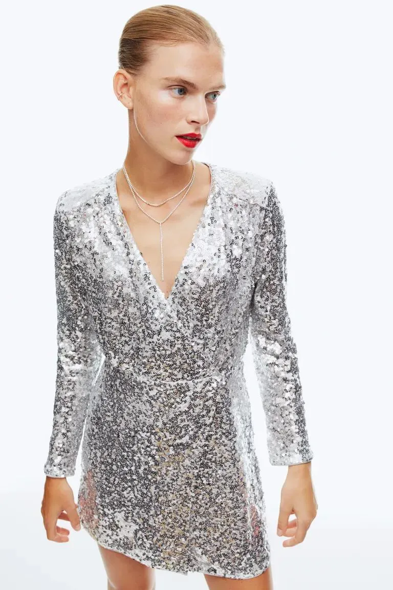 Sequined wrap dress