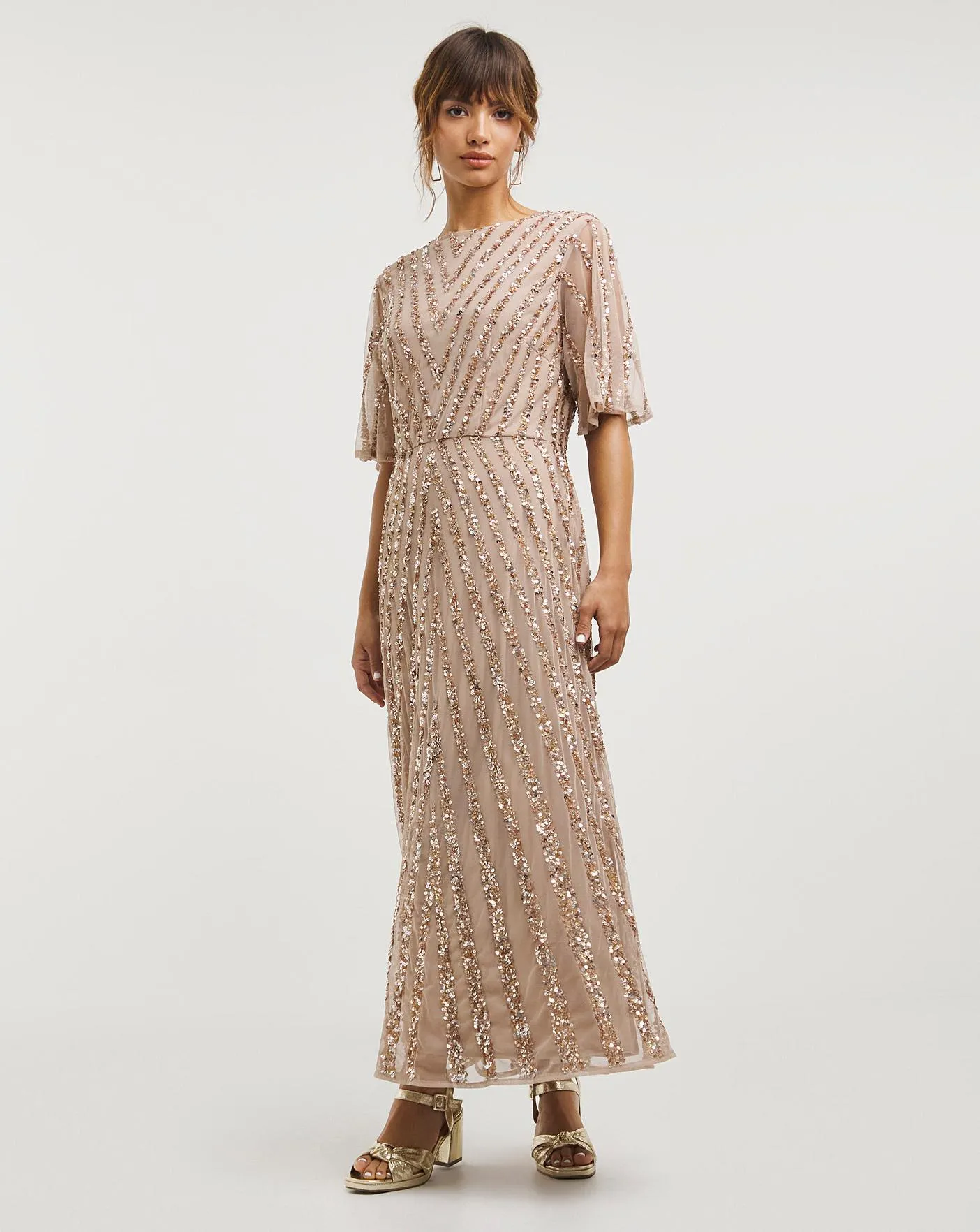 Joanna Hope Chevron Beaded Maxi Dress
