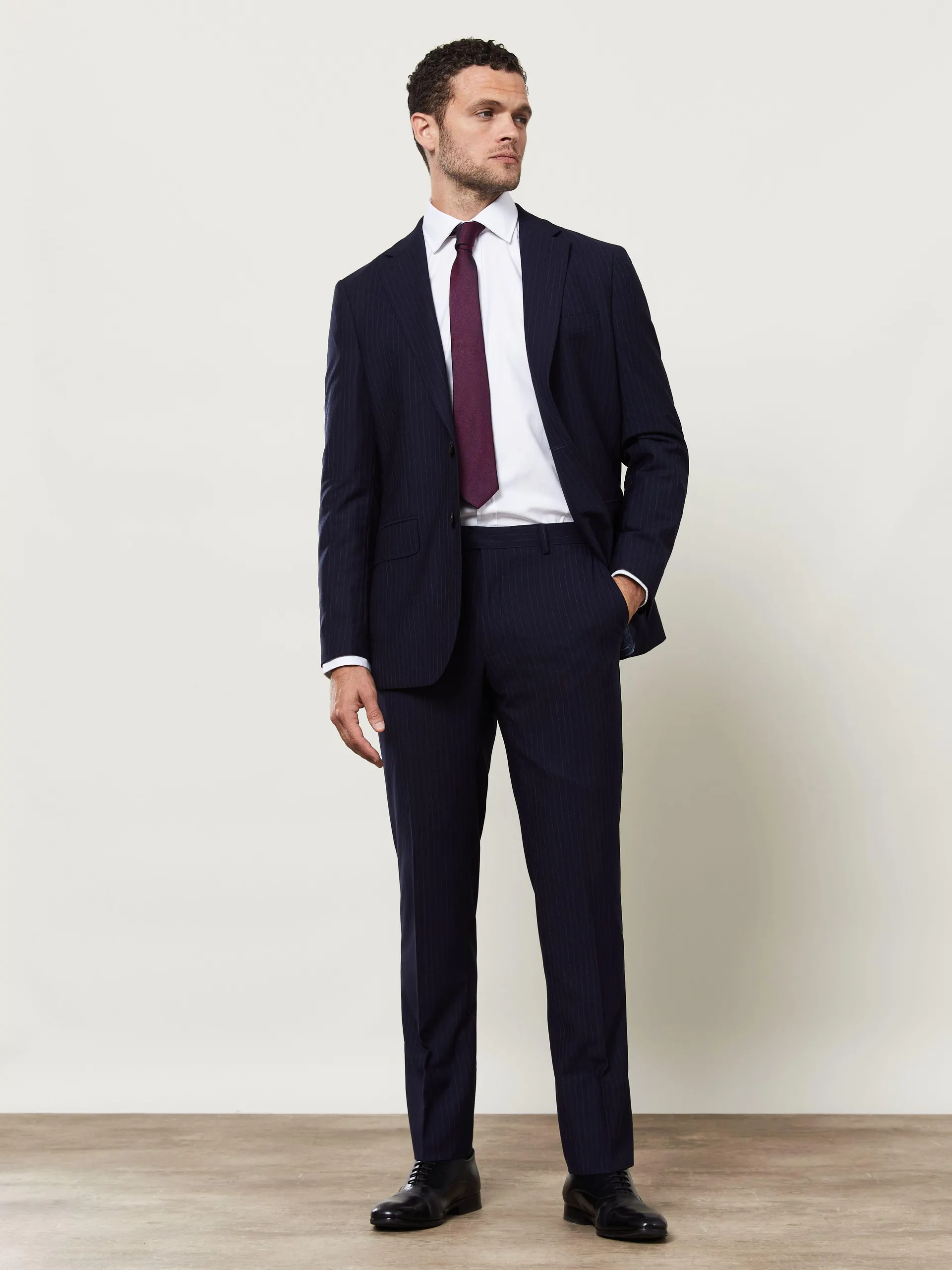 Lomu Infinity Active Slim Fit Navy Stripe Trousers