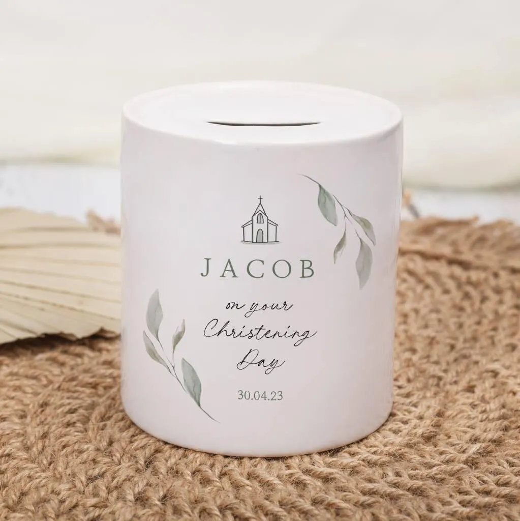 Personalised Money Box Christening Gift