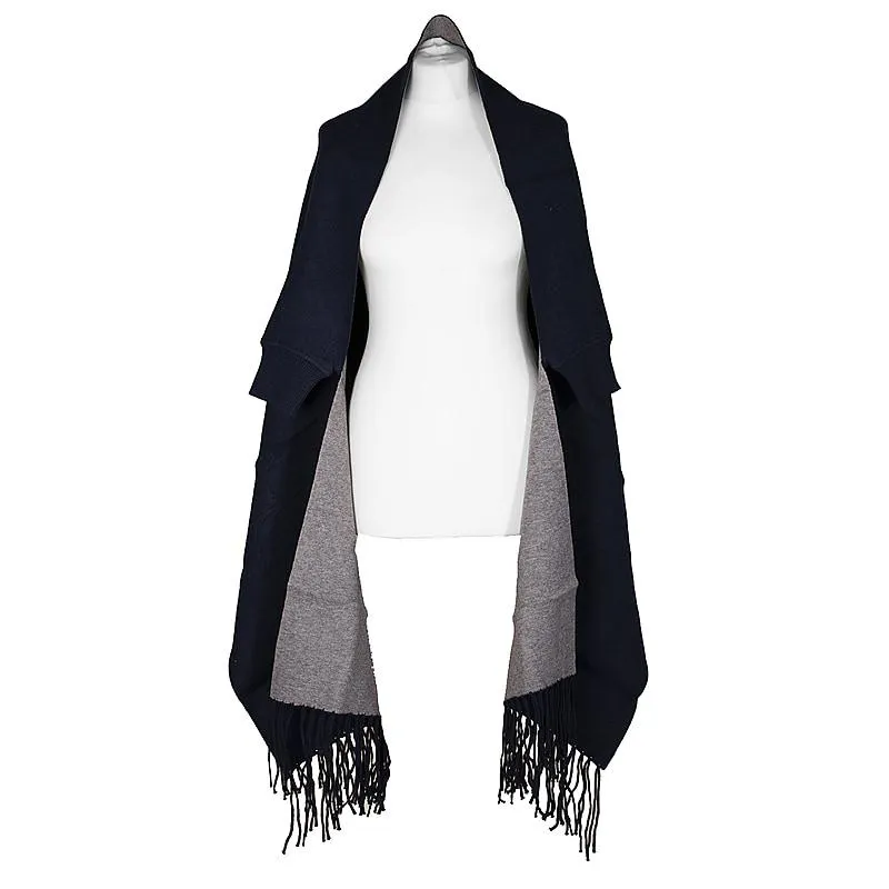 KRIS ANA Coloured Border Wrap - Navy