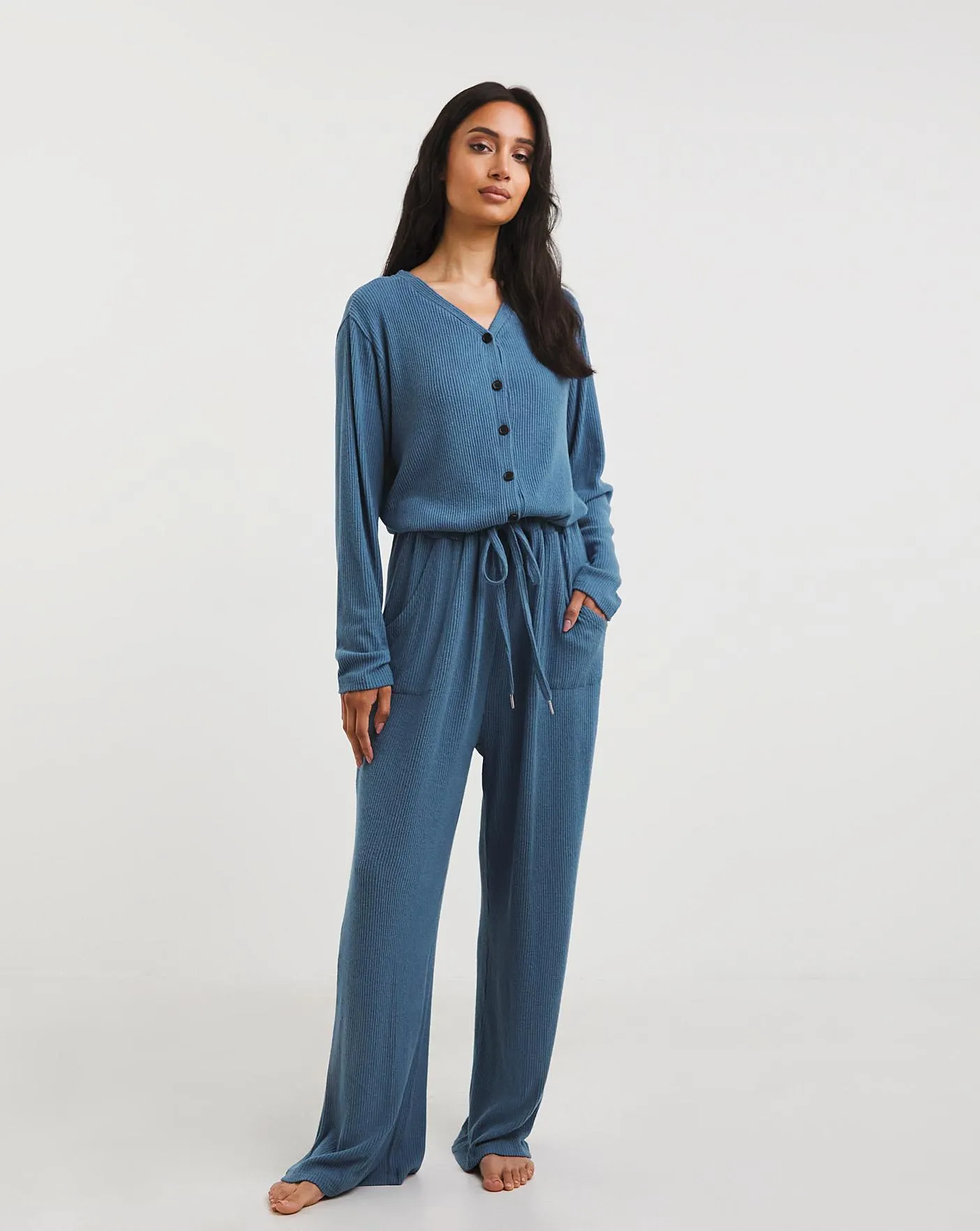 Pretty Secrets Wide Leg Knit Lounge Jumpsuit