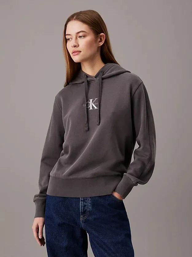 Washed Cotton Monogram Hoodie