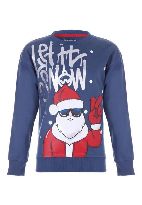 Older Boys Blue Let It Snow Christmas Sweatshirt