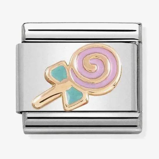 CLASSIC Rose Gold Lollypop with Pink & Green Enamel Charm
