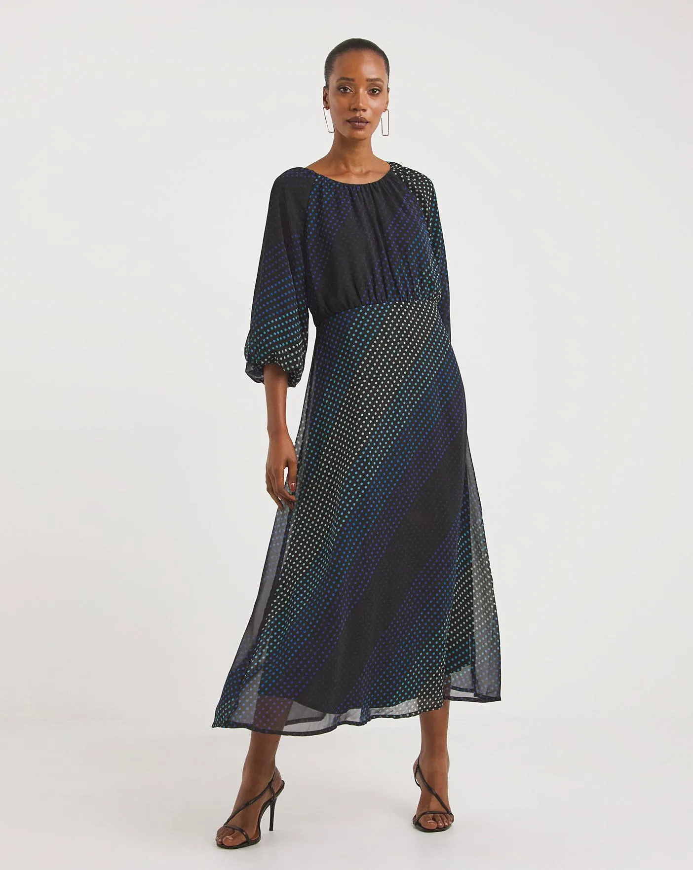 Georgette Puff Sleeve Tie Back Dress