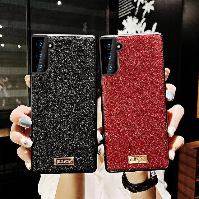 Phone Case For Samsung Galaxy Back Cover S23 S22 S21 S20 Plus Ultra Note 20 Ultra Dustproof Shockproof Solid Color Glitter Shine TPU PC