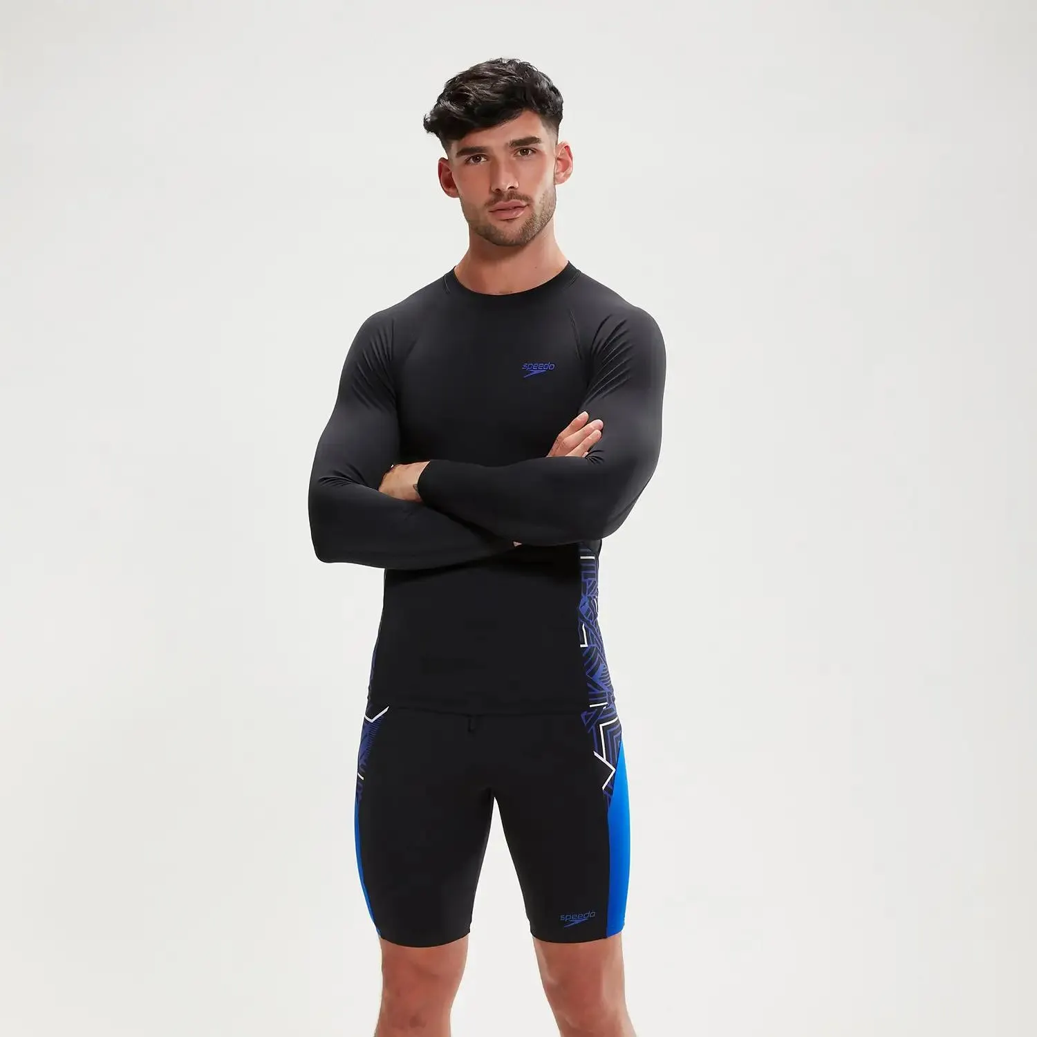 Men's ECO Endurance+ Splice Rash Top Black/Blue