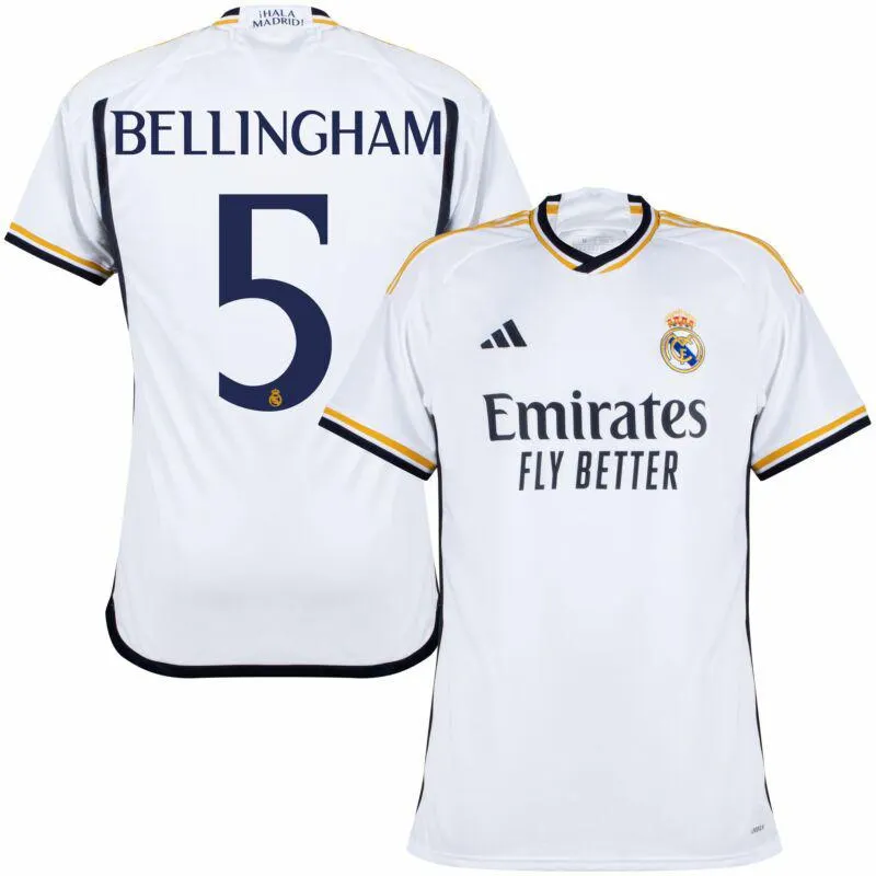 adidas Real Madrid Home Bellingham 5 KIDS Shirt 2023-2024 (Official Cup Printing)